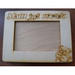 SKLEJKA #3mm  Ramka  22,5x17cm  Mam już roczek + miś